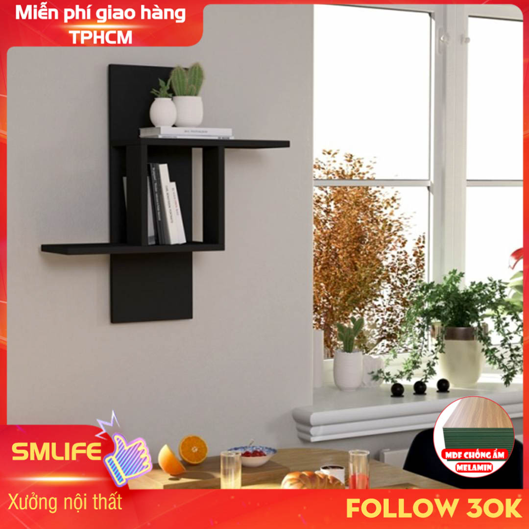 Kệ gỗ treo tường trang trí hiện đại SMLIFE Waverley  | Gỗ MDF dày 17mm chống ẩm | D60xR20xC80cm - Màu