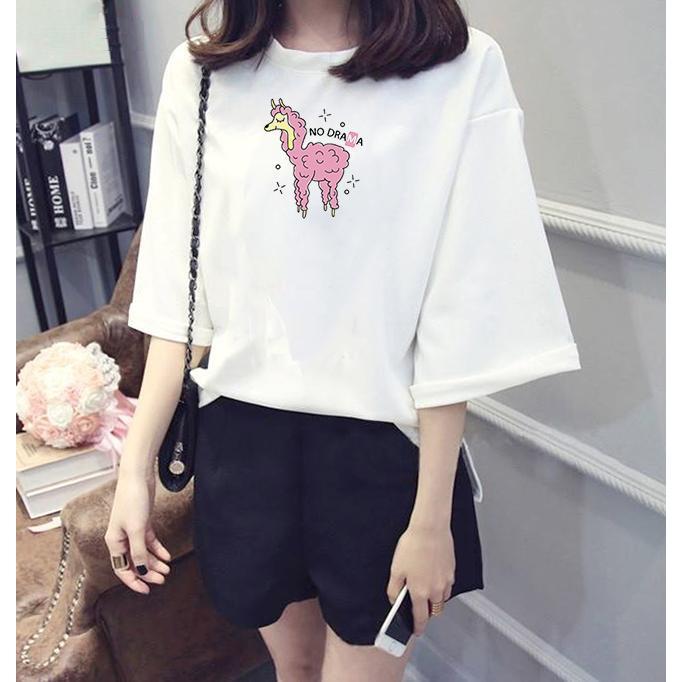 Áo thun tay lỡ Hàn Quốc form rộng in hình cừu mơ ước vải dày mịn TEEWO119