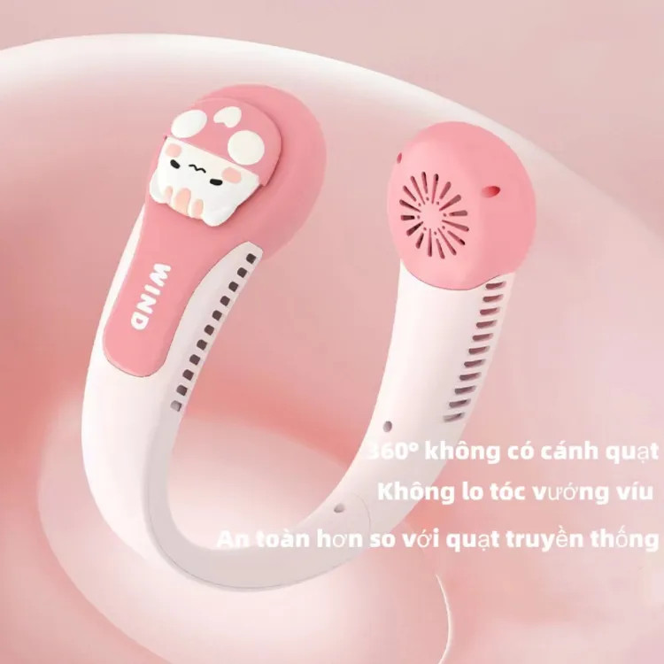 Quạt Đeo Cổ Mini Không Cánh WIND hình thú 2 bên siêu cute CS1330 - HN - GIAO NGẪU NHIÊN