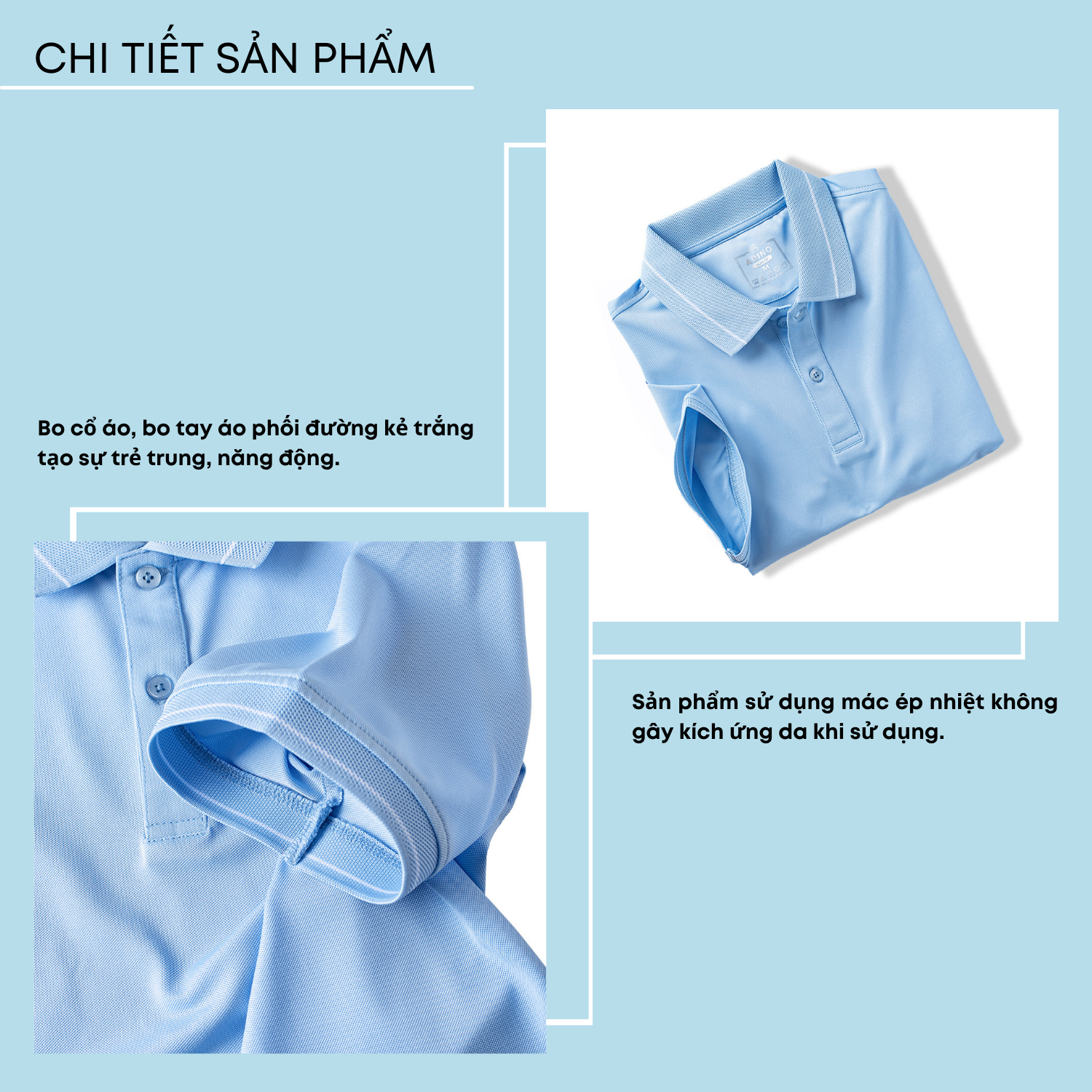 Áo polo nam màu xanh biển phối viền ADINO vải polyester cotton mềm mịn dáng slimfit công sở trẻ trung AP95