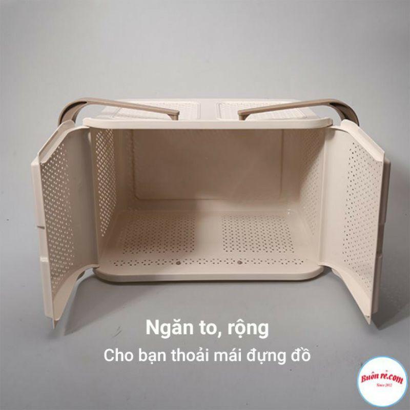 Làn nhựa đựng đồ đi sinh, giỏ đựng quần áo có nắp mây quai xách