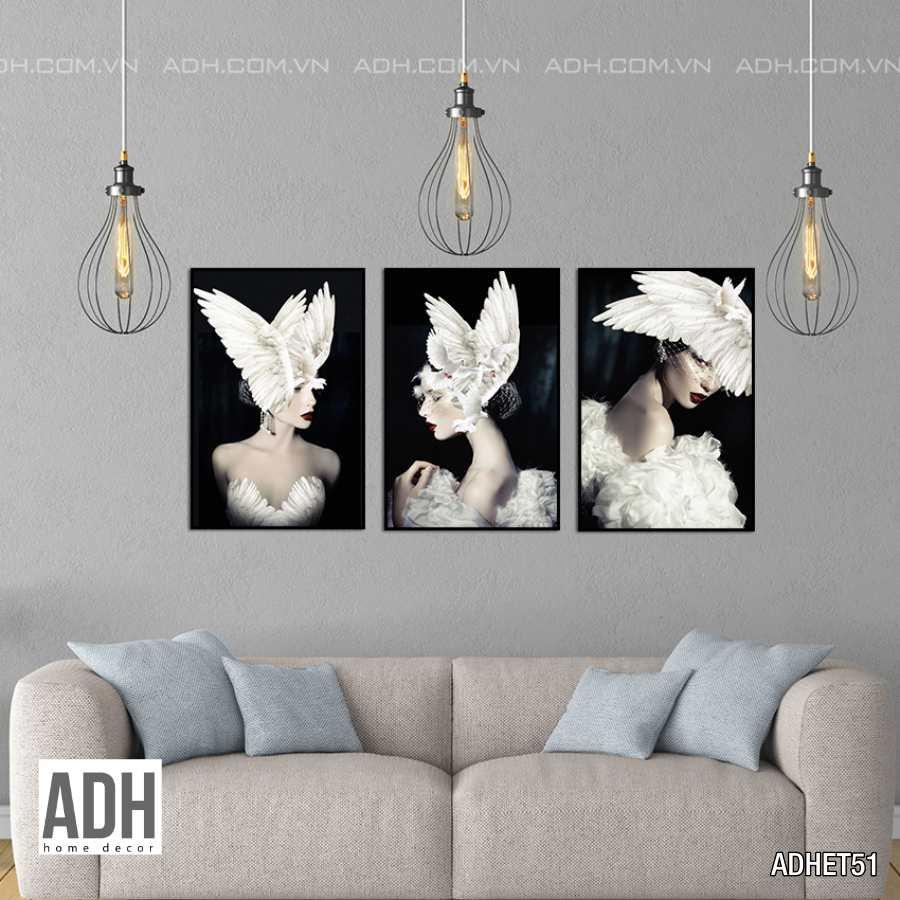 Bộ tranh khung canvas treo tường cô gái