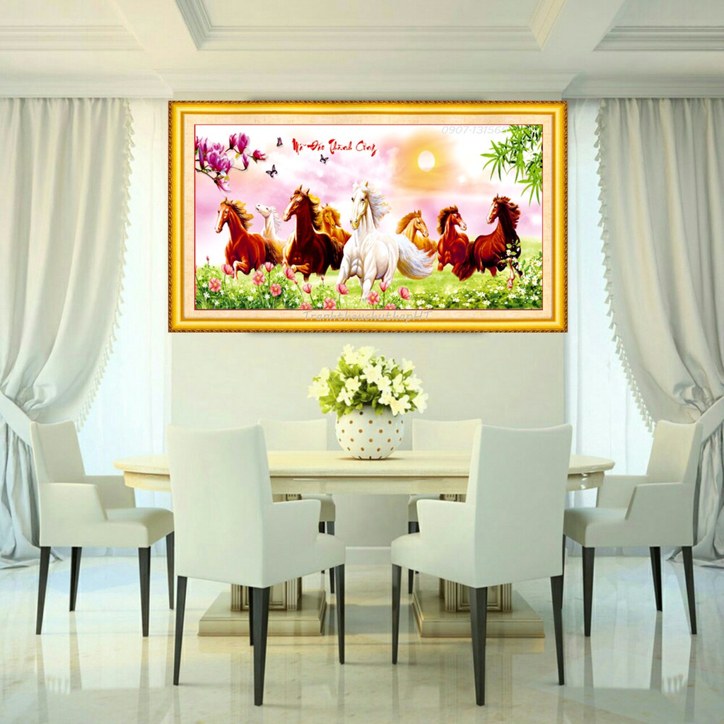 Tranh đính đá mã đáo thành công LV252 - 108 x 55 cm - chưa đính