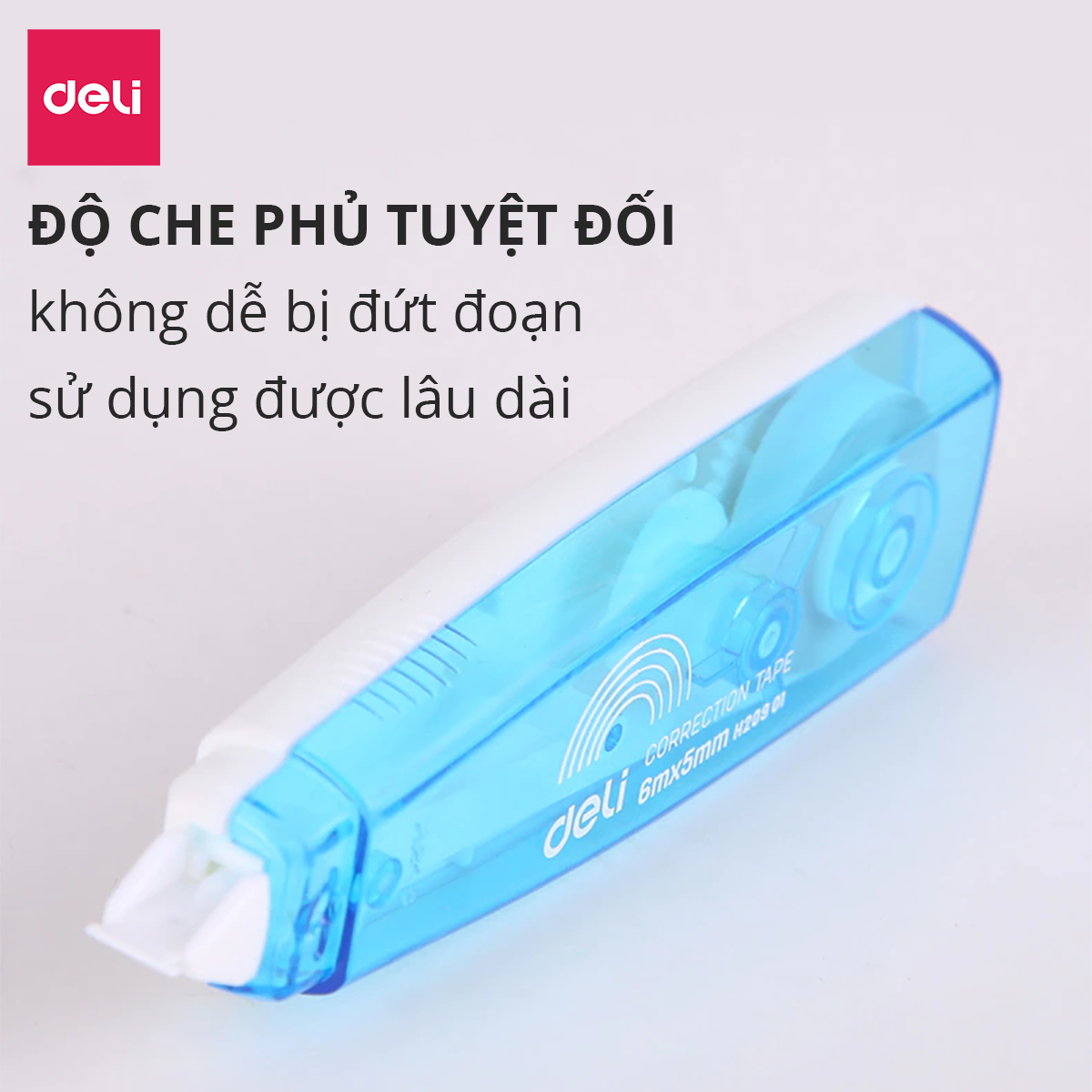 Băng xóa bút xóa kéo 6m Deli - Hồng/ Xanh Dương/ Xanh lá - EH20901