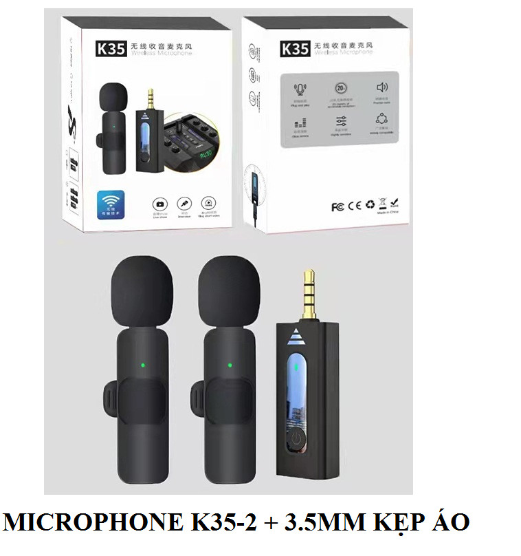 MICROPHONE KẸP ÁO KHÔNG DÂY 2 MICRO K35-2 - JL