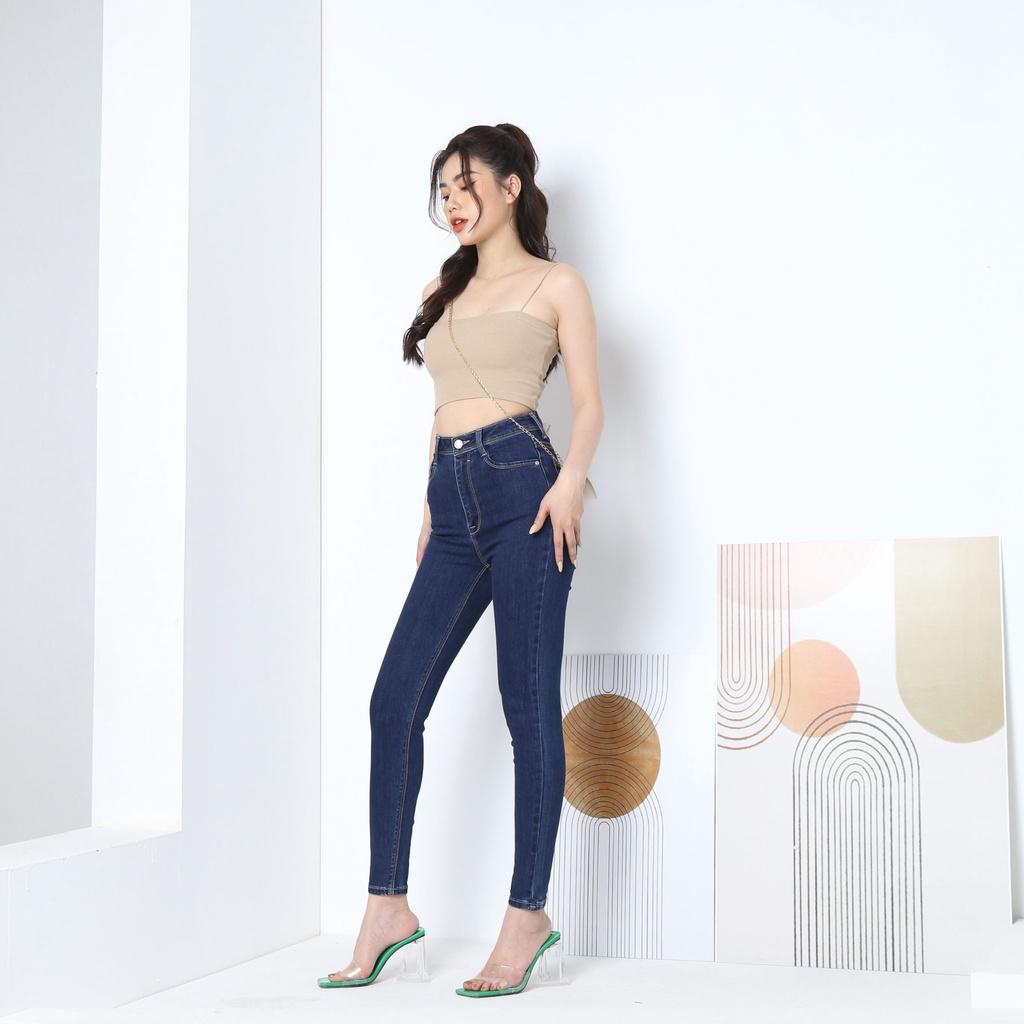 Quần Jean Nữ skinny ôm vintage lưng cao cạp cao co giãn CT JEANS