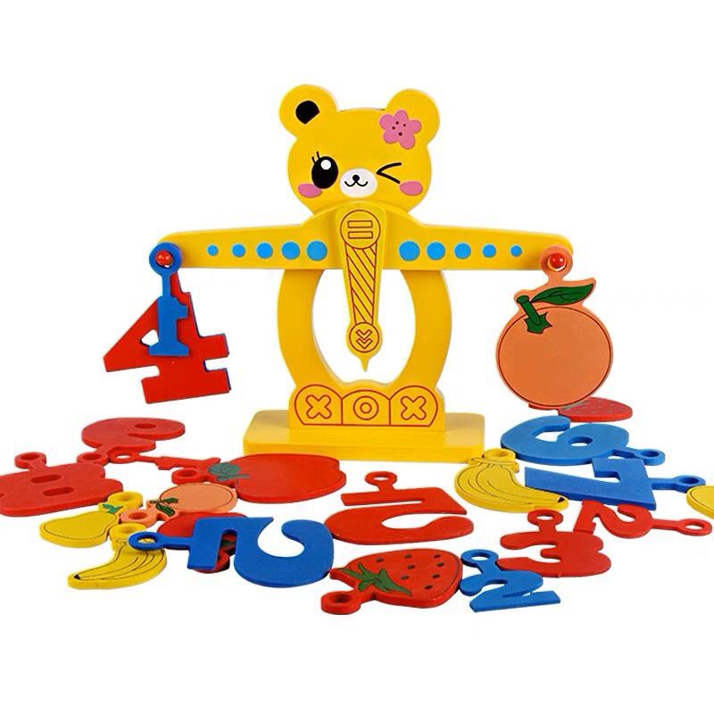 Đồ chơi cân gỗ thăng bằng, cân bằng hình Gấu cho bé học toán