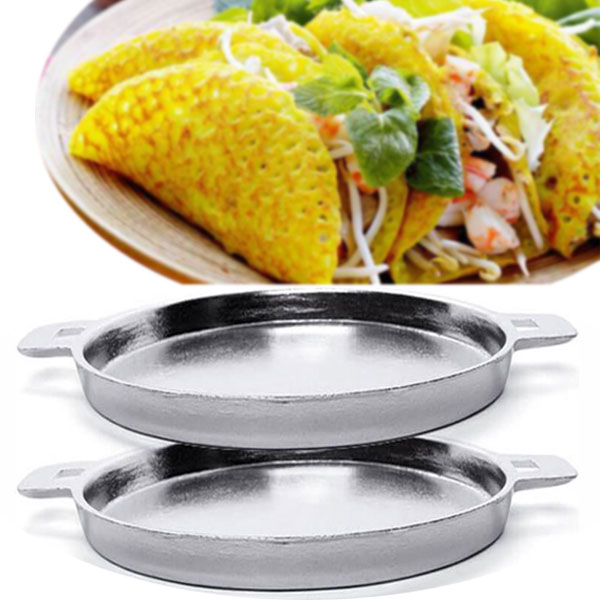 Bộ 2 Chảo Gang Làm Bánh Xèo Quảng, Chiên Trứng, Bánh Rán Chống Bể