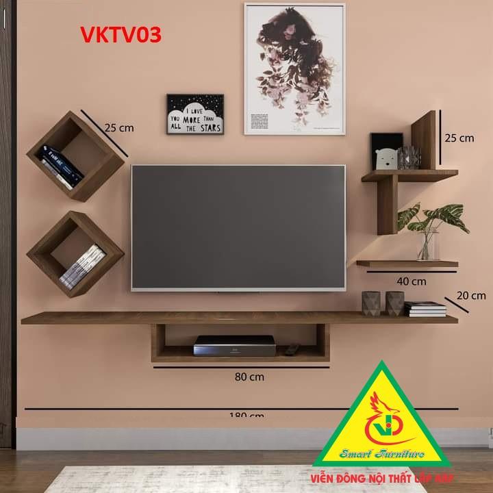 Bộ Kệ Ti Vi Treo Tường Trang Trí VKTV03- Nội Thất Lắp Ráp Viendong Adv