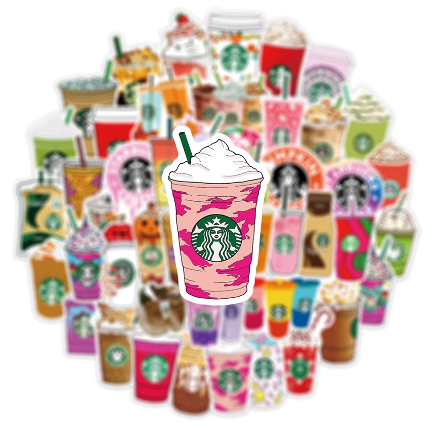 Bộ 50 Sticker nhãn dán Coffee đáng yêu ngọt ngào