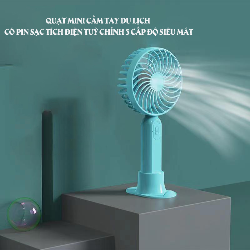 Quạt sạc mini Fantech để bàn cao cấp (Tặng 100ml T.Dầu Sả Chanh) - Hàng Chính Hãng