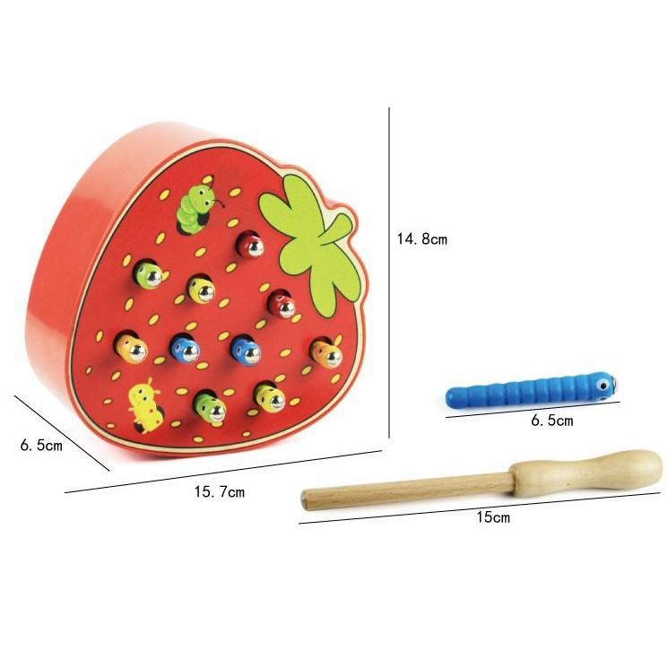 Đồ Chơi Bắt Sâu Bằng Gỗ, Trò Chơi Câu Cá Nam Châm Hình Trái Cây Ngộ Nghĩnh Giáo Dục Sớm, Rèn Luyện Tay Mắt Cho Bé