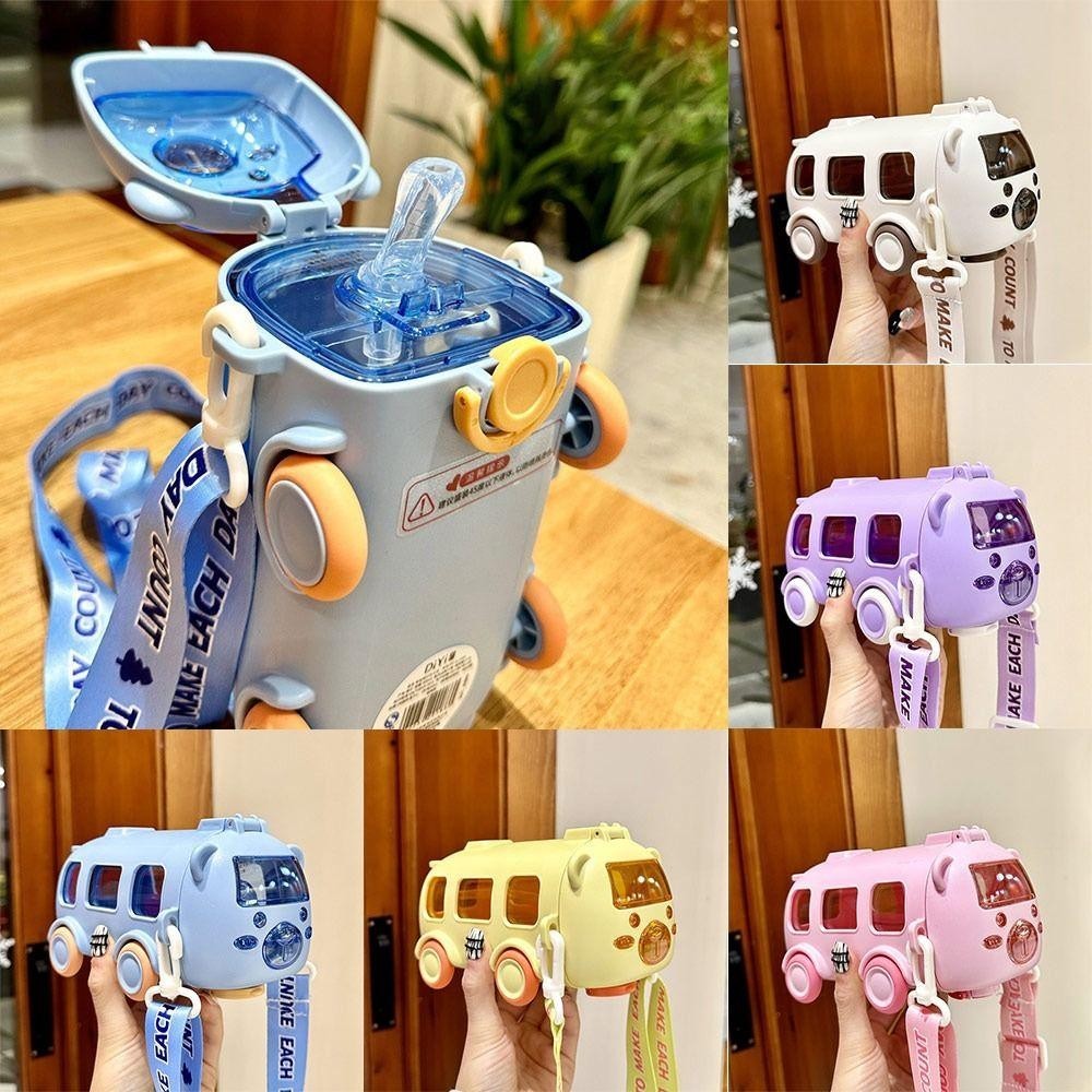 Bình Nước Hình Xe Bus Dành Cho Bé, Cốc Nước Ô Tô Ngoài Trời Dung Tích 500ml. Đồ Uống Trẻ Em Hoạt Hình - Hàng CHính Hãng MINIIN