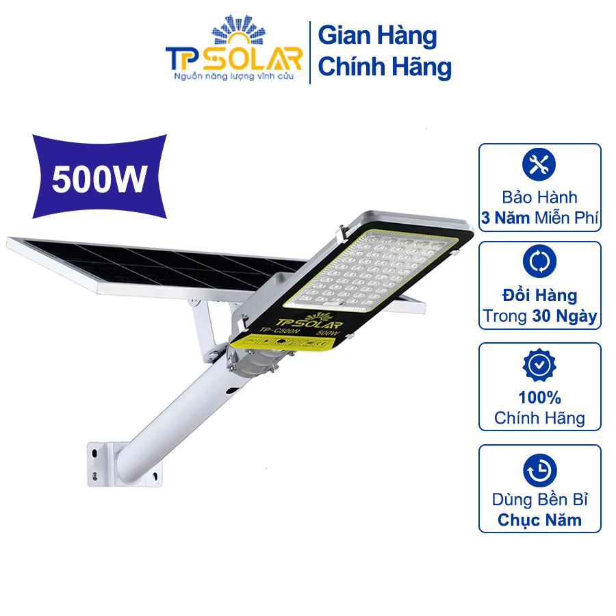 Đèn Bàn Chải Năng Lượng Mặt Trời TP Solar TP-C500N Công Suất 500W Chống Nước IP76, Công Suất Lớn