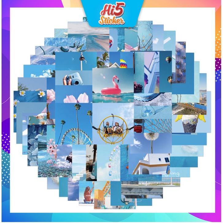 Sticker Hình Dán Trang Trí Phong Cảnh Ngộ Nghĩnh Tone Màu Xanh ms#215