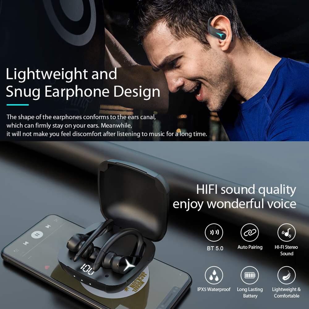 Tai nghe Bluetooth TWS Thể thao Âm thanh nổi HiFi Bluetooth V5.0 Điều khiển cảm ứng cho điện thoại
