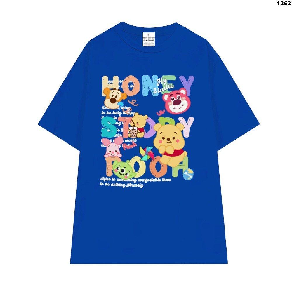 Cao cấp - Áo thun tay lỡ unisex nam nữ oversize in hình gấu dâu Lotso Honey Moon nhiều hoạt tiết dễ thương