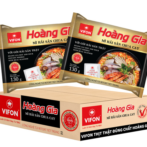 Thùng 18 Mì Hải Sản Chua Cay HOÀNG GIA VIFON (130gr / Gói)