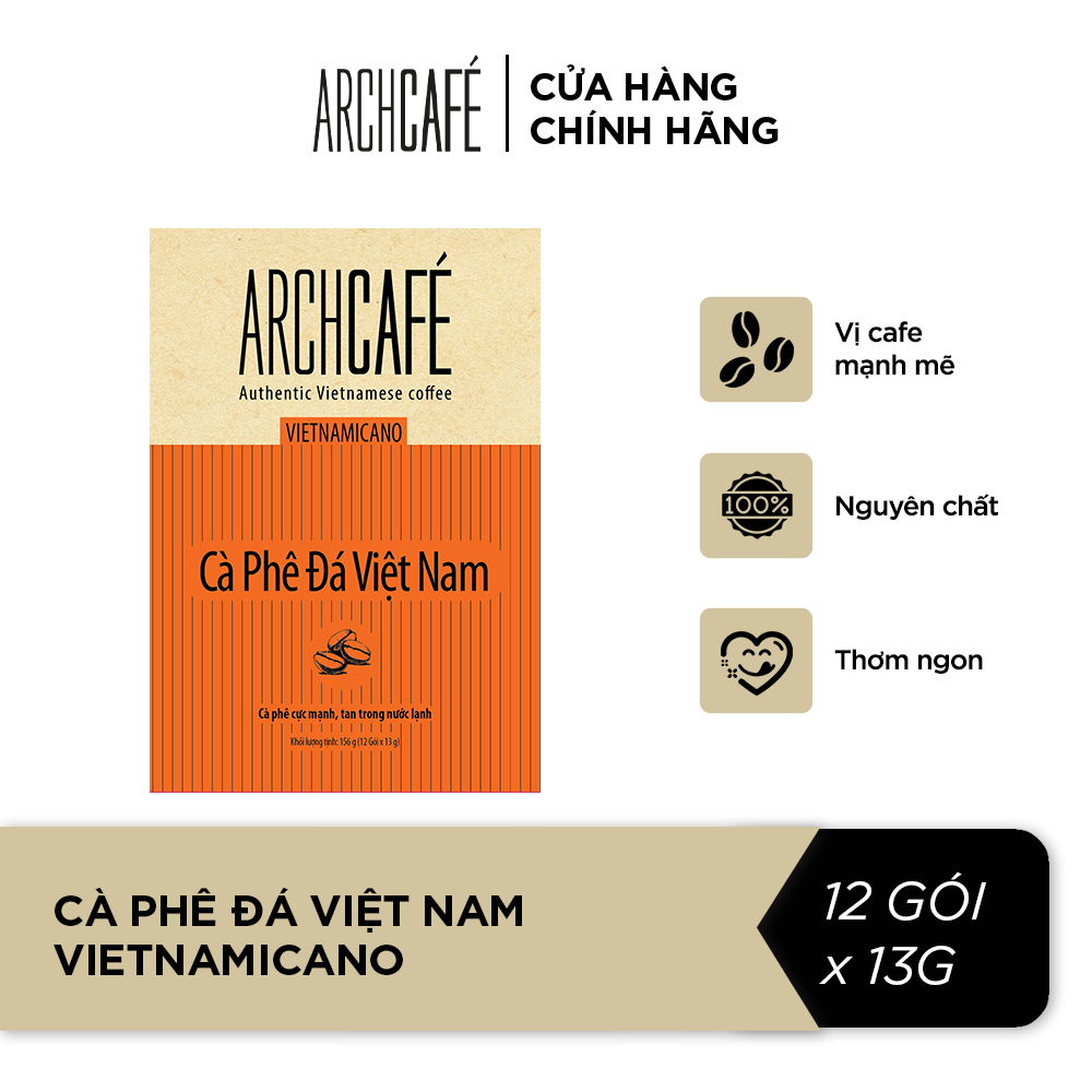 Cà Phê Đá Việt Nam - Cafe hoà tan Archcafé (hộp 12 gói x 13g)