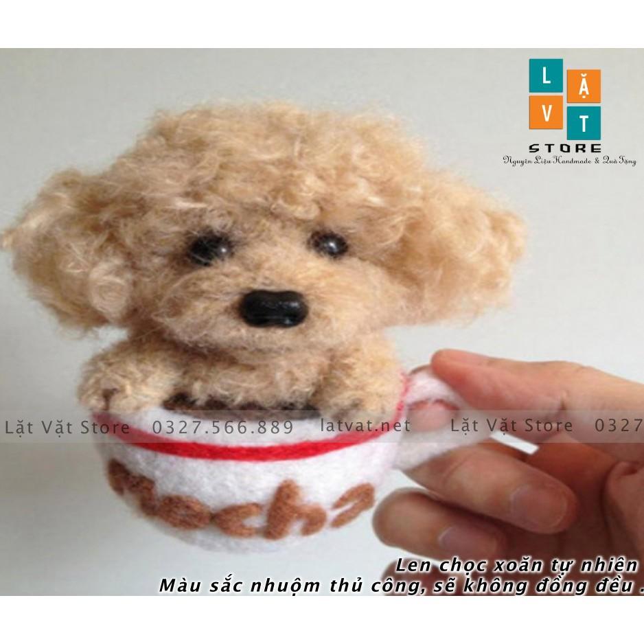 Len chọc xoăn tự nhiên để làm lông thú cún cưng, poodle, cừu, động vật 2 màu, needle felting curly wool