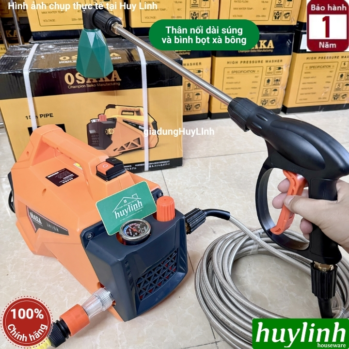 Máy rửa xe chống giật Osaka S500 - Mẫu 2024 - Công suât 3000W - Motor từ lõi đồng 100