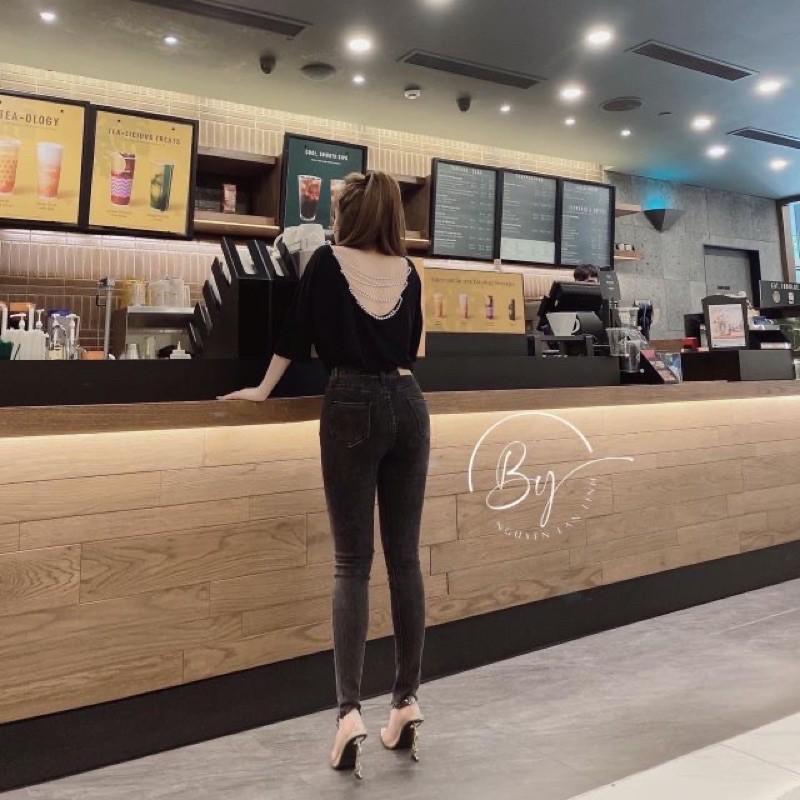 Áo Nữ Dài Tay Đan Lưng Chuỗi hạt