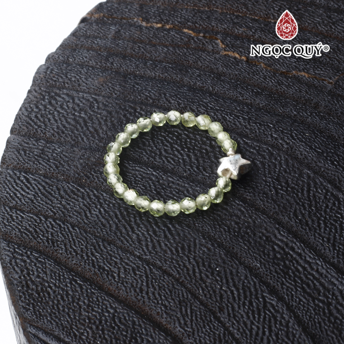 Nhẫn bạc ngôi sao đá thạch anh xanh mệnh hỏa mộc - Ngọc Quý Gemstones