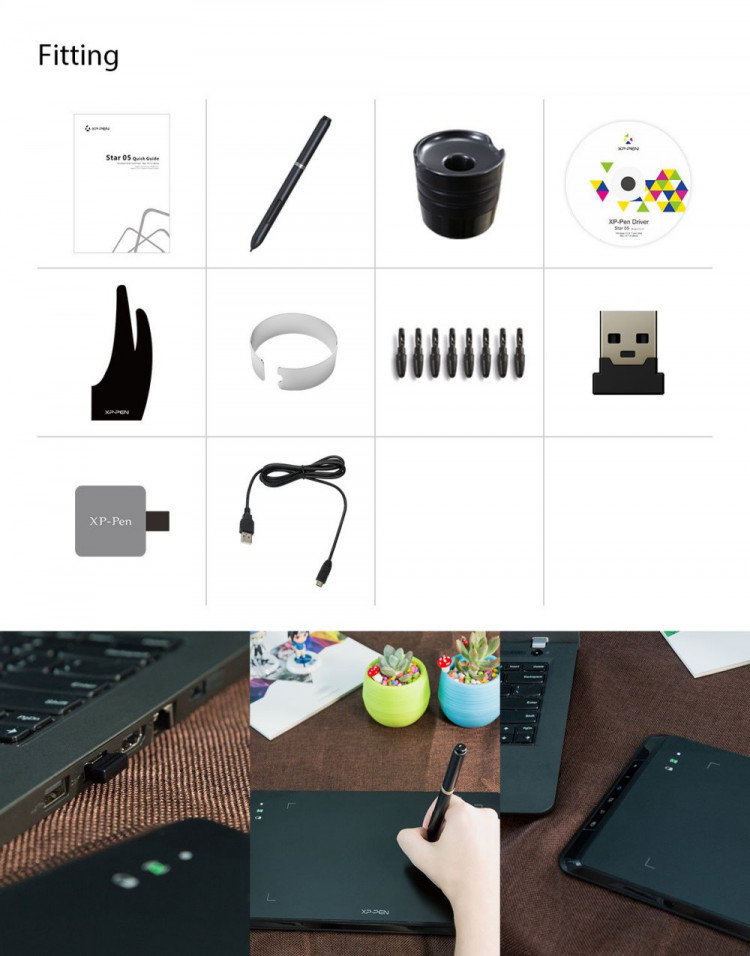 Bảng Vẽ Điện Tử XP-Pen Star05 8x6 inch Wireless, 6 Nút Cảm Ứng, Bút Stylus Không Sạc Chính Hãng (Tặng Găng Tay Họa Sĩ)