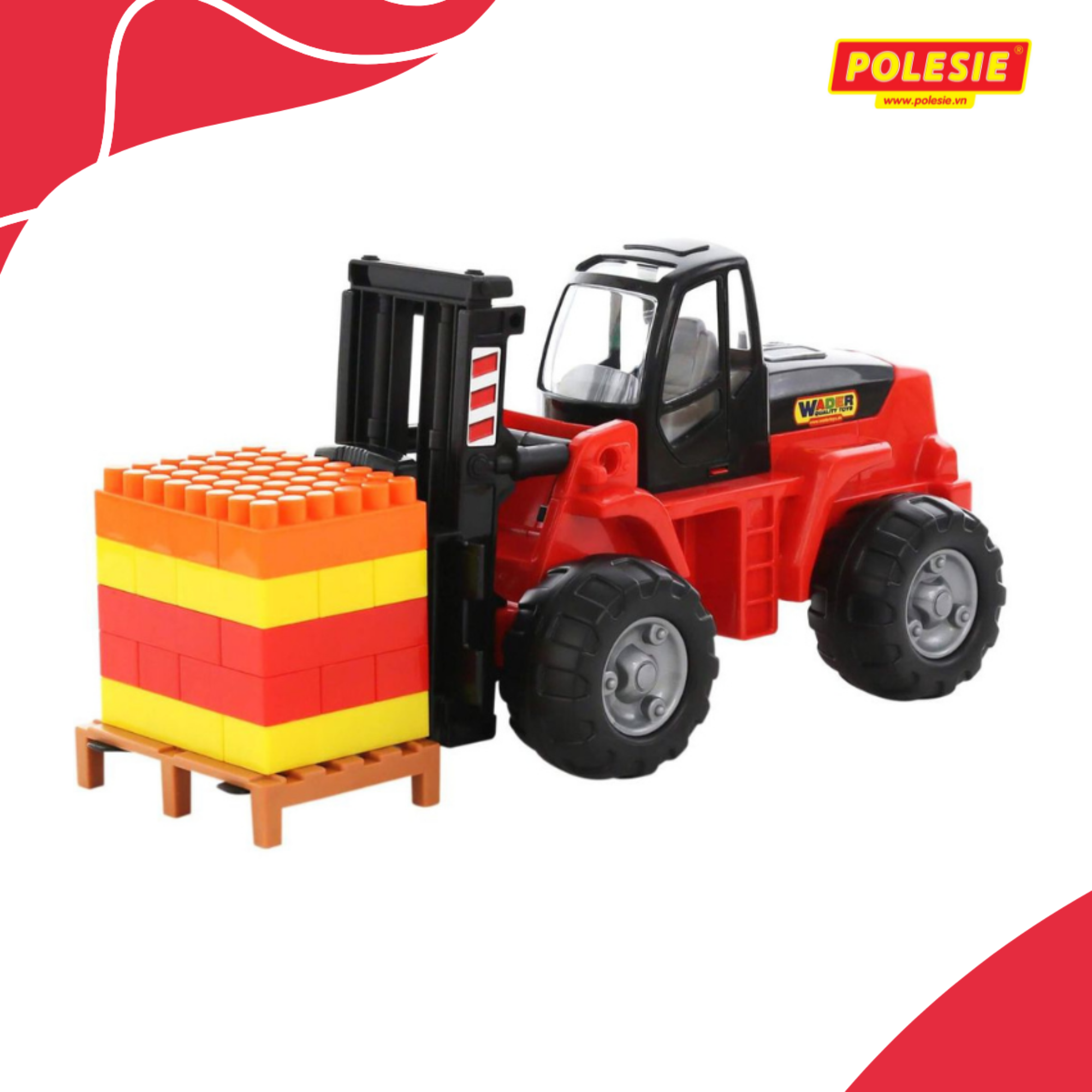 Xe nâng hàng đồ chơi PowerTruck kèm bộ xếp hình – Polesie Toys
