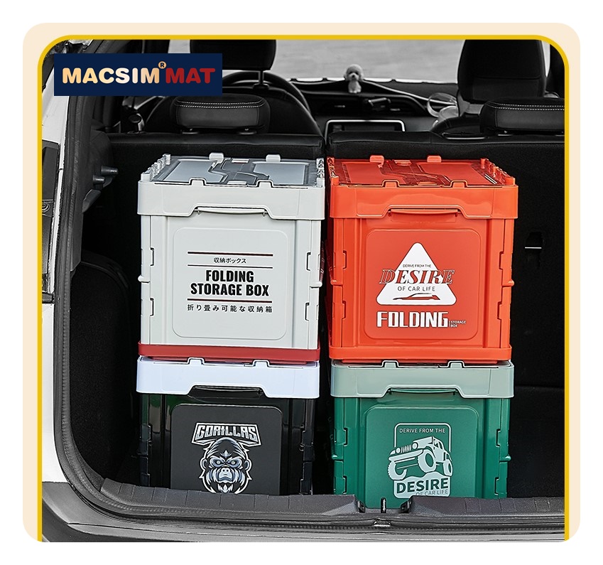 Hộp đựng đồ xếp gọn kích thước 52,5 cm x 36 cm x 34 cm  hộp đựng đồ trong cốp ô tô nhãn hiệu Macsim 3W chất liệu PP cao cấp