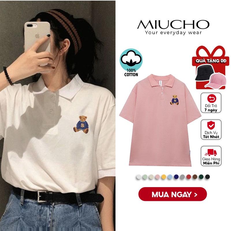 Mua Áo polo nữ form rộng, áo thun polo nữ có cổ đẹp chất cotton form unisex  PL006 Miucho in hoạ tiết | Tiki