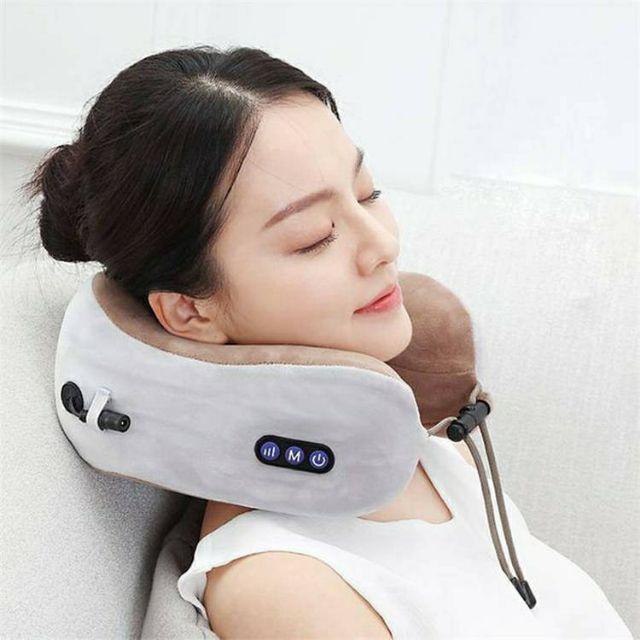 Gối massage cổ chữ U đa năng cao cấp, Máy mát xa cổ vai gáy hiệu quả kiêm gối ngủ tiện lợi 3 trong 1