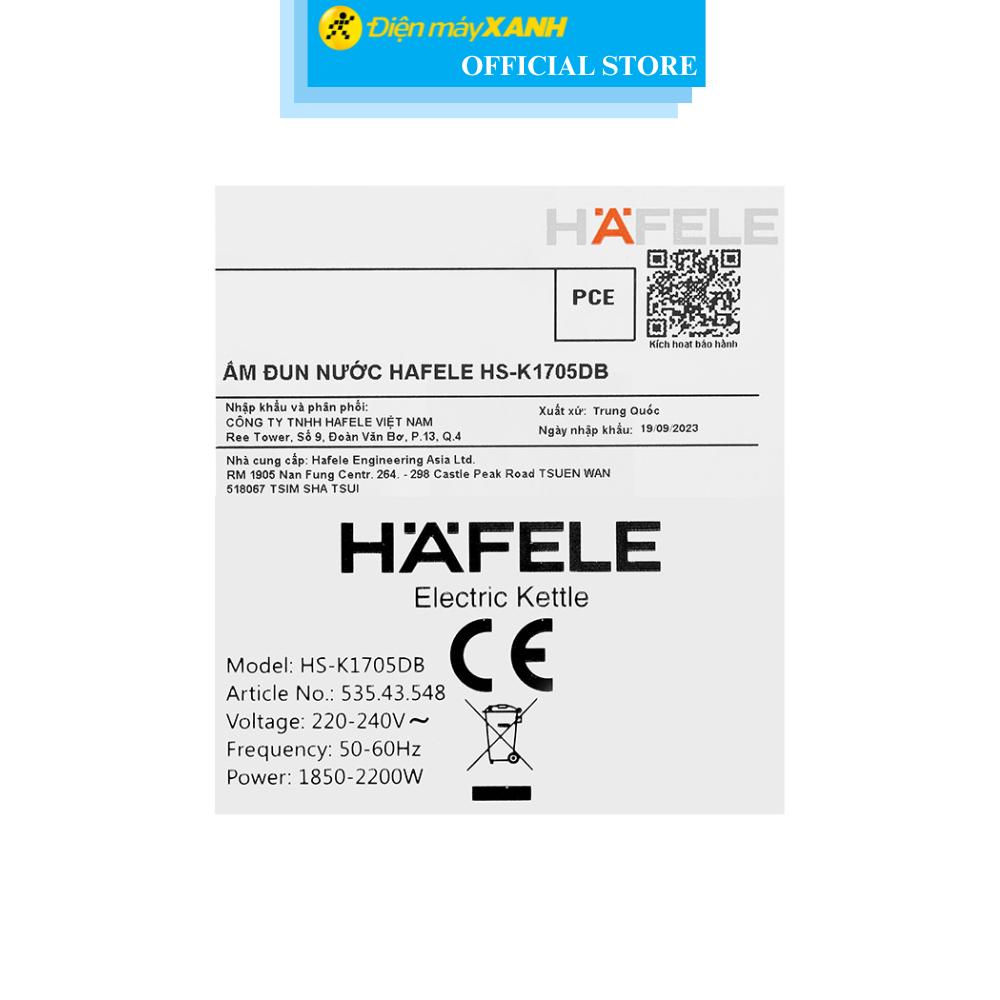 Bình đun siêu tốc Hafele 1.7 lít HS-K1705DB - Hàng Chính Hãng