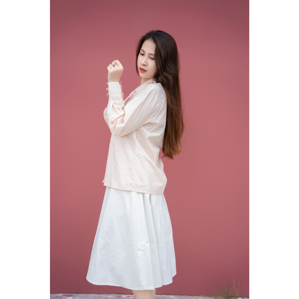 Áo Sơ Mi Công Sở Cổ Dentong Dài Tay Trang Nhã Dễ Phối Đồ Chất Liệu Kate