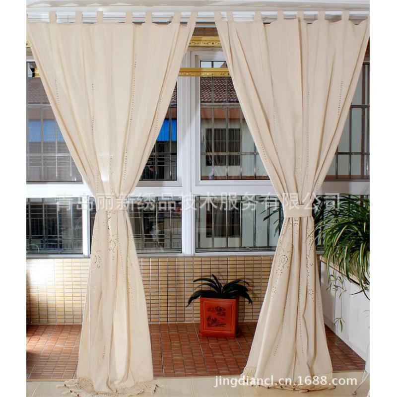 Country Hollow Crochet Window Curtain Blockout Drape Panel Tab Top