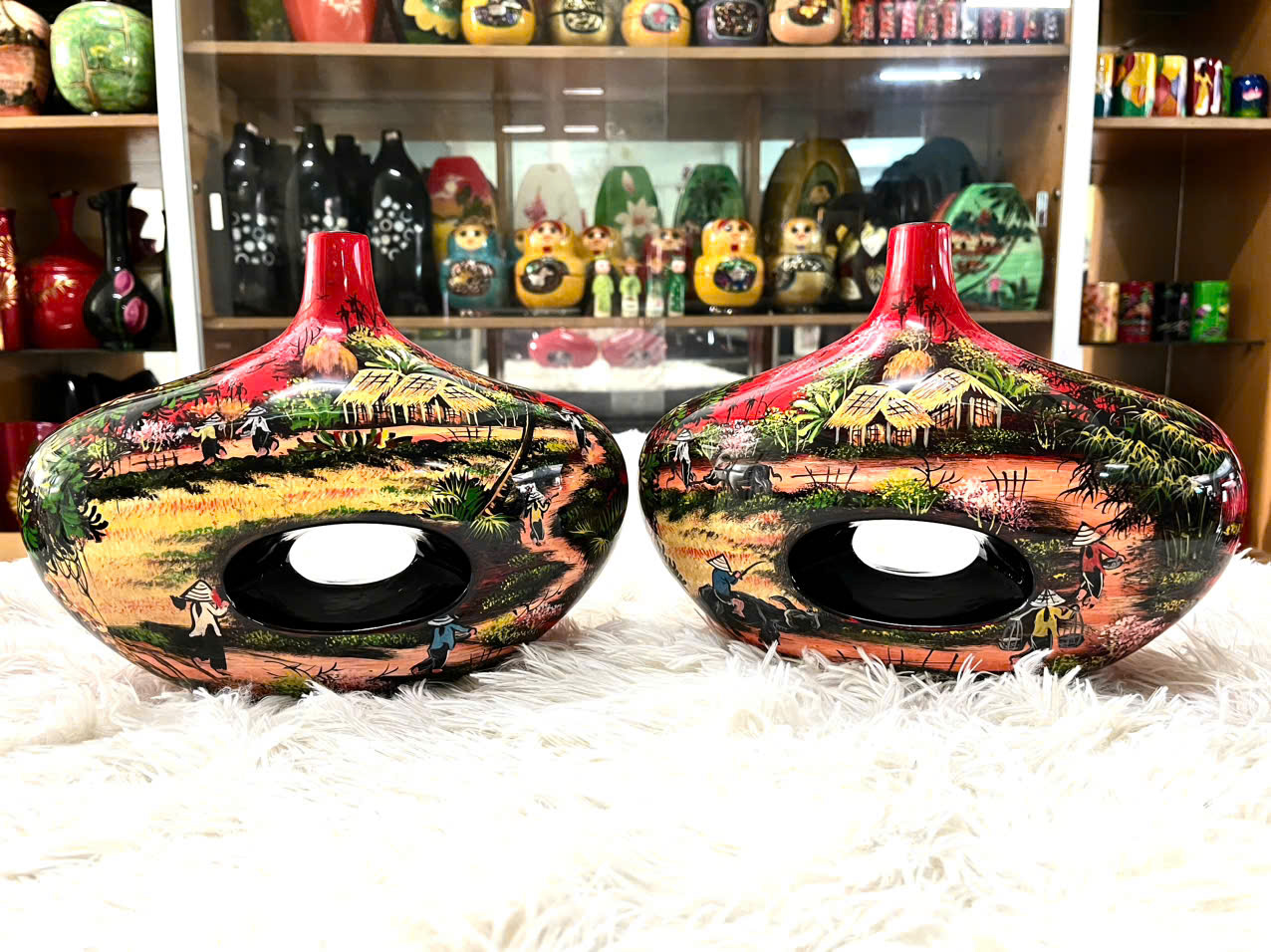 Bình Hoa Sơn Mài Cao Cấp mẫu B15 size 20x27x12 cm cắm hoa, trang trí kệ, bàn làm việc, quà tặng ý nghĩa