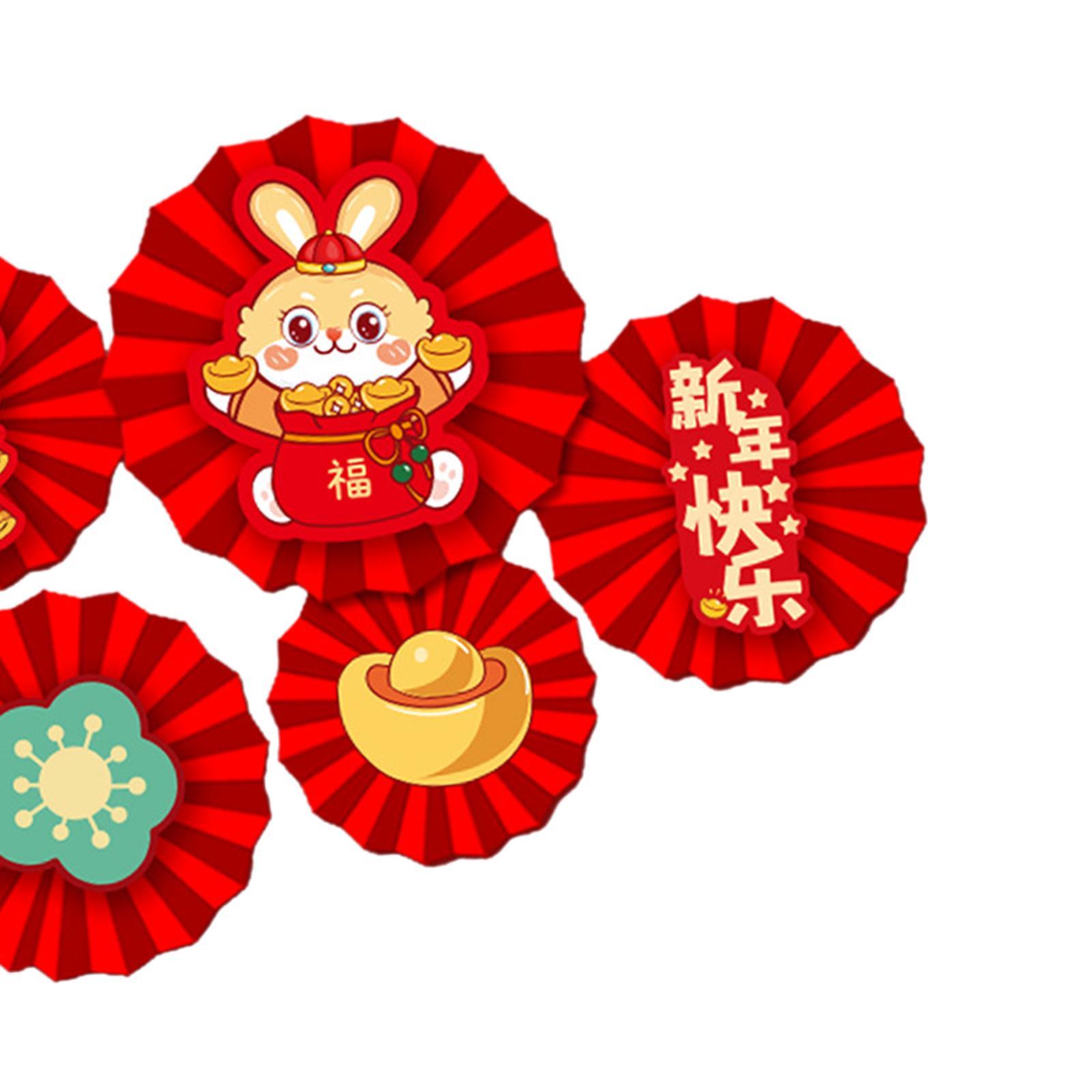 Set 6 Quạt Treo tường Trang Trí Năm Mới