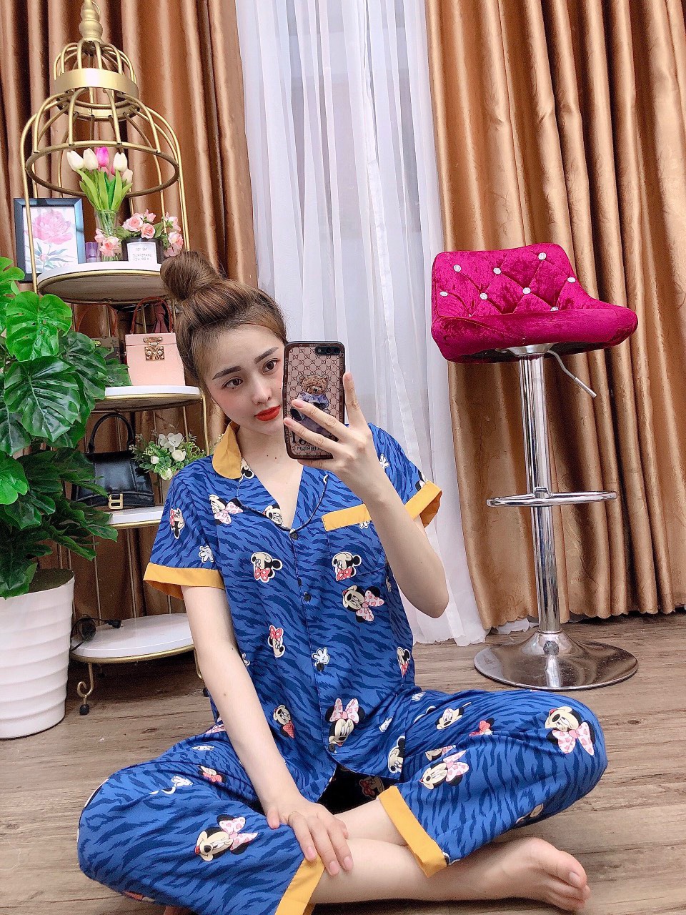 Đồ bộ nữ pijama mặc nhà tiểu thư big size dưới 57kg tay ngắn quần dài vải lụa hàn mềm mịn nhiều màu dễ thương