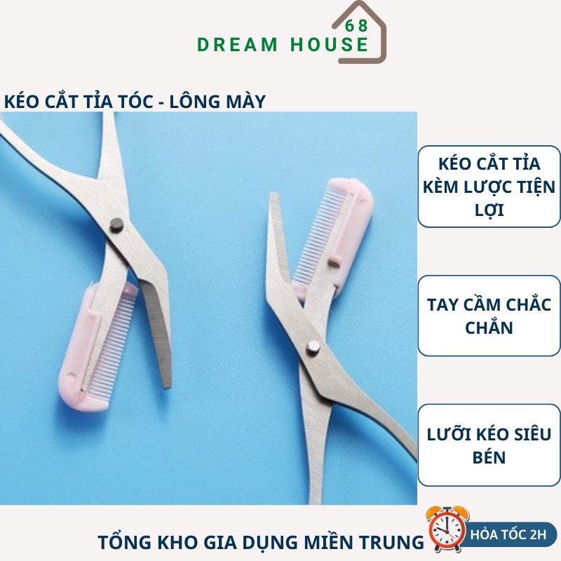 Kéo Tỉa Lông Mày Có Lược - Kéo Cong Cắt Mi Thép Không Gỉ Siêu Bền