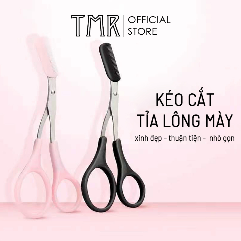 Kéo tỉa lông mày TMR - Tool In My Room, tiện lợi, chất lượng cao, được thiết kế với một chiếc lược nhỏ tiện lợi, nhỏ gọn - Lựa chọn 2 màu đen hoặc hồng