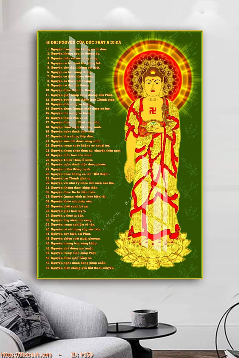 Tranh Treo Tường Gỗ Tráng Gương 3D Chủ Đề Phật Giáo, Phật Thích Ca, Bồ Tát, Tam Thế Phật - 6