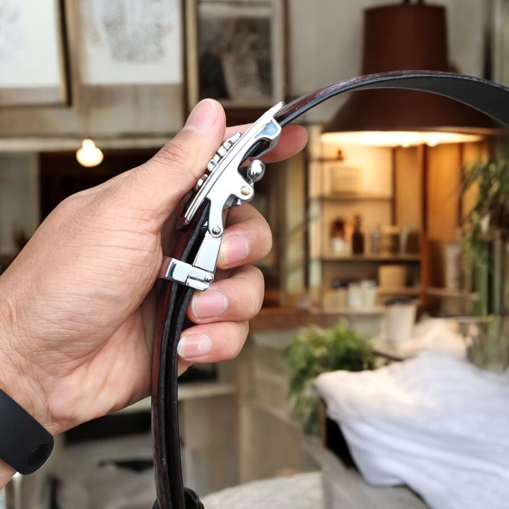 Dây Nịt Nam Da Bụng Hông Cá Sấu Rất Mềm Và Bền TS124B (mặt bạc)