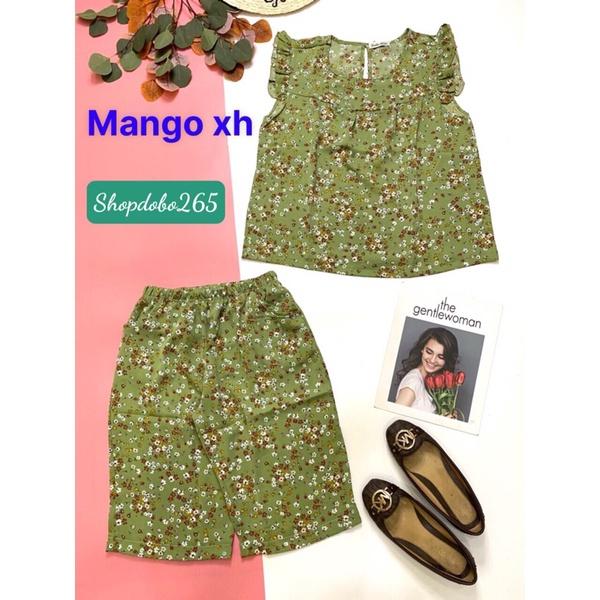 Đồ bộ nữ,đồ ngủ mặc nhà lửng vải lụa mango cao cấp họa tiết hoa nhí dễ thương size 55-65kg.