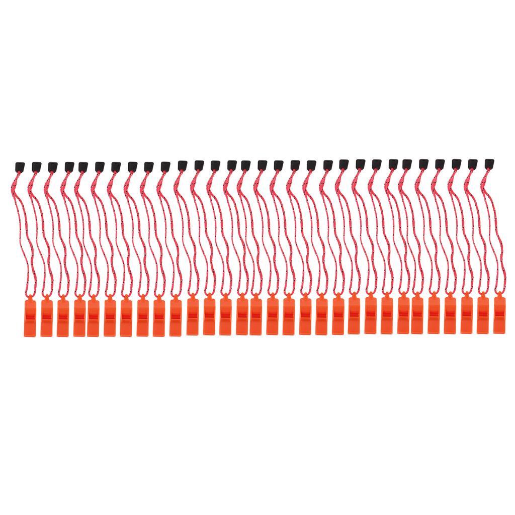 Outdoor High Decibel Camping Emergency Whistle With Lanyard Strap Orange 30x