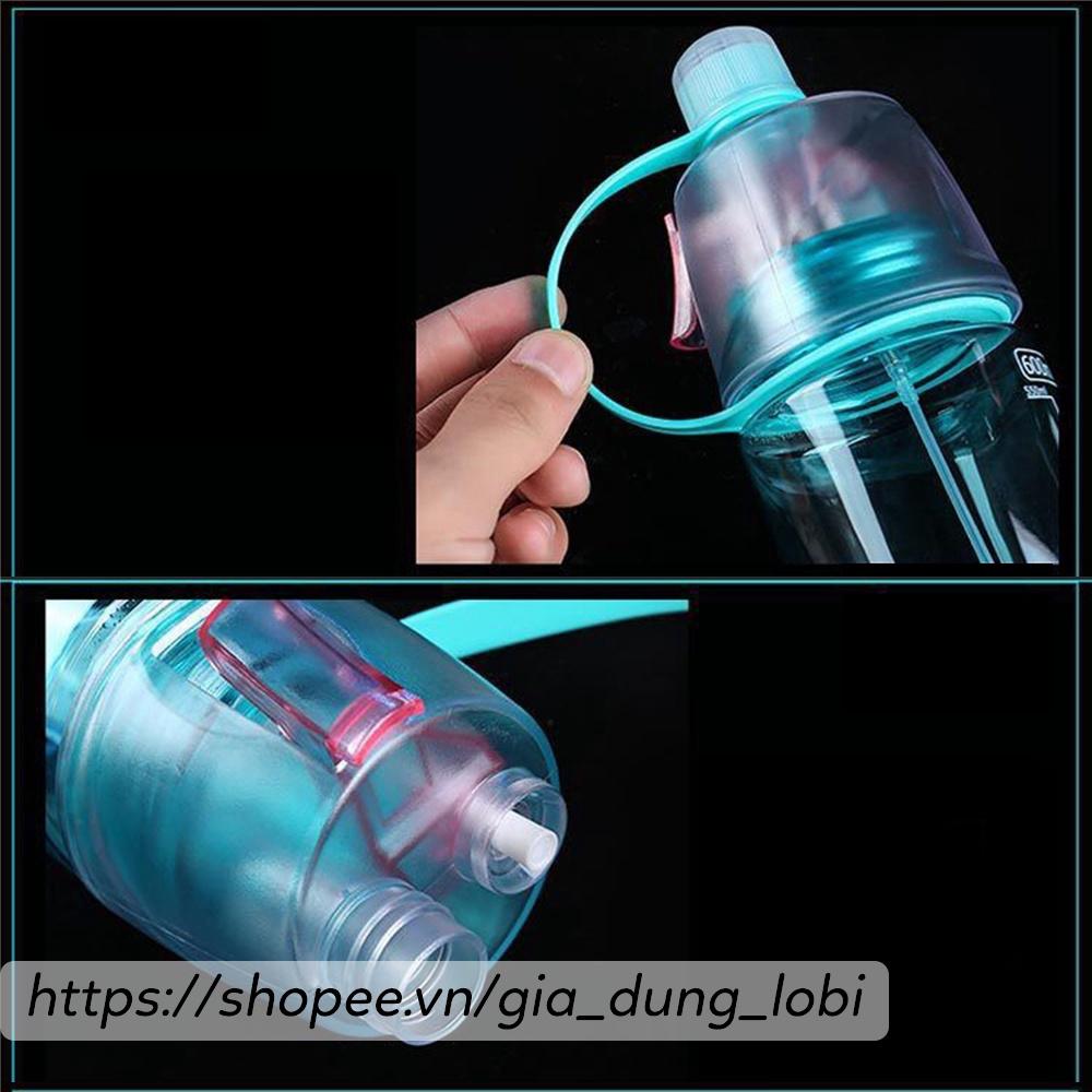 Bình nước phun sương thể thao 600ml Bình đựng nước có vòi xịt phun nước