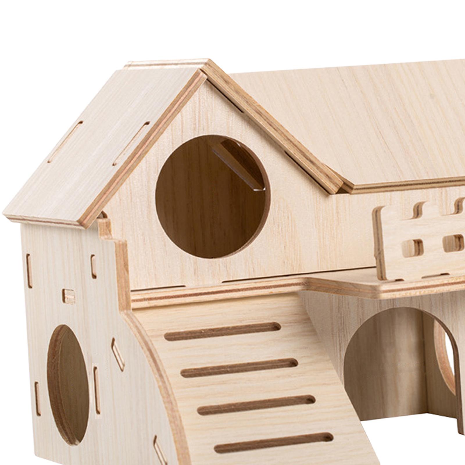 Wooden Hamster House Solid Wood Cage Accessories for Chinchilla Mice Hamster