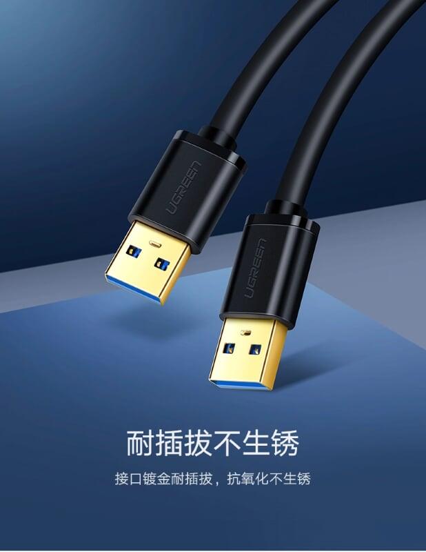 Ugreen UG10805US128TK 2M màu Đen Cáp 2 đầu USB 3.0 dương dáng dẹt cao cấp - HÀNG CHÍNH HÃNG