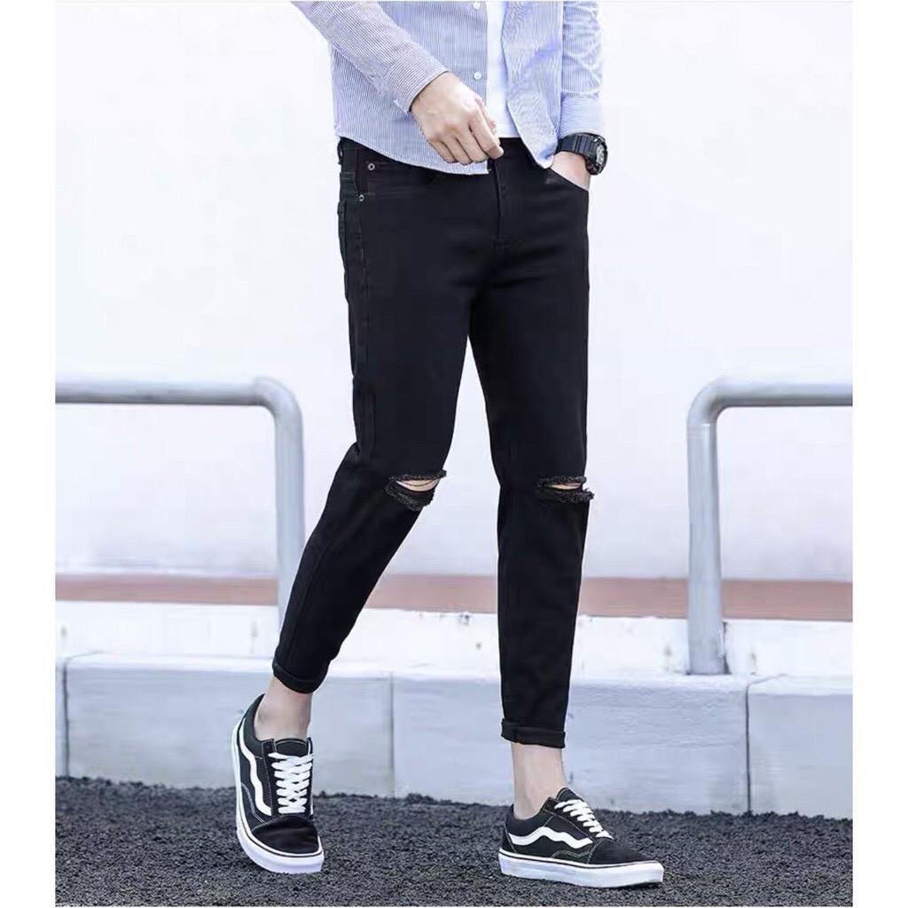 Mẫu quần jean nam đen ống đứng tôn dáng - vải jeans bò co giãn 4 chiều cao cấp