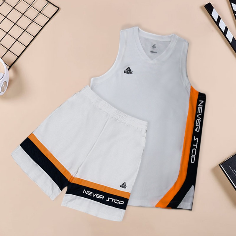Bộ quần áo tập bóng rổ thời trang nam mát mẻ mùa hè Peak màu Trắng FW702281
