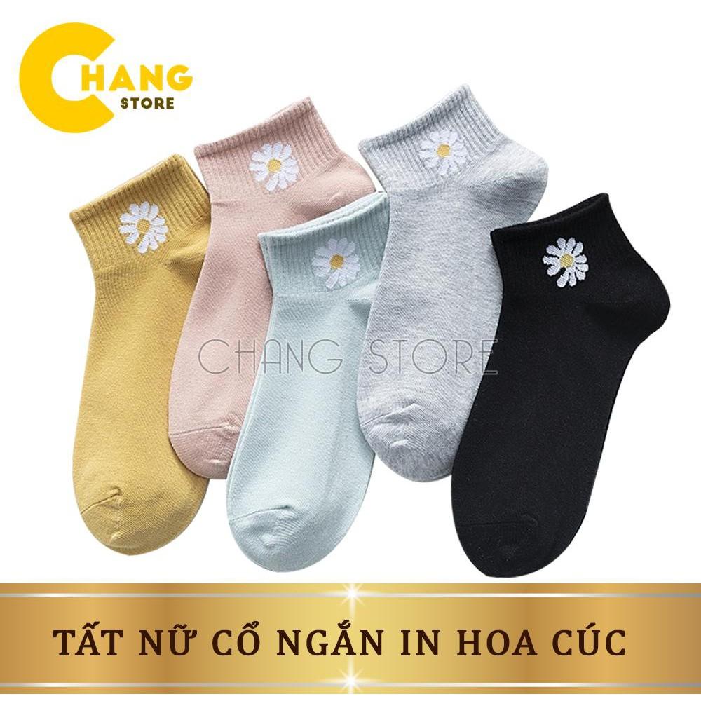 Tất nữ cổ ngắn, vớ nữ cổ ngắn Hoa Cúc sét 10 đôi đủ màu